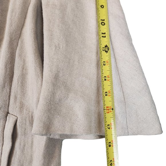 Elevenses Anthropologie Peacoat Womens 8 Beige Linen Embroidered Artsy Retro - Picture 11 of 12